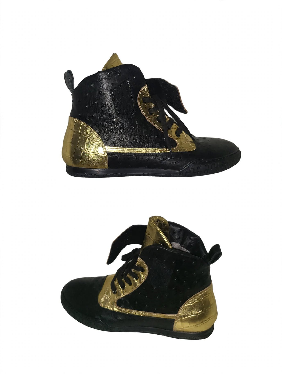 Royal Crown UR1402 | Ostrich Croc High Top | Modern Strap Lace High-Top | Made in Italy