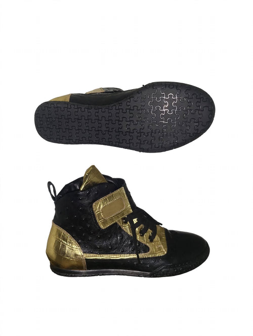 Royal Crown UR1402 | Ostrich Croc High Top | Modern Strap Lace High-Top | Made in Italy