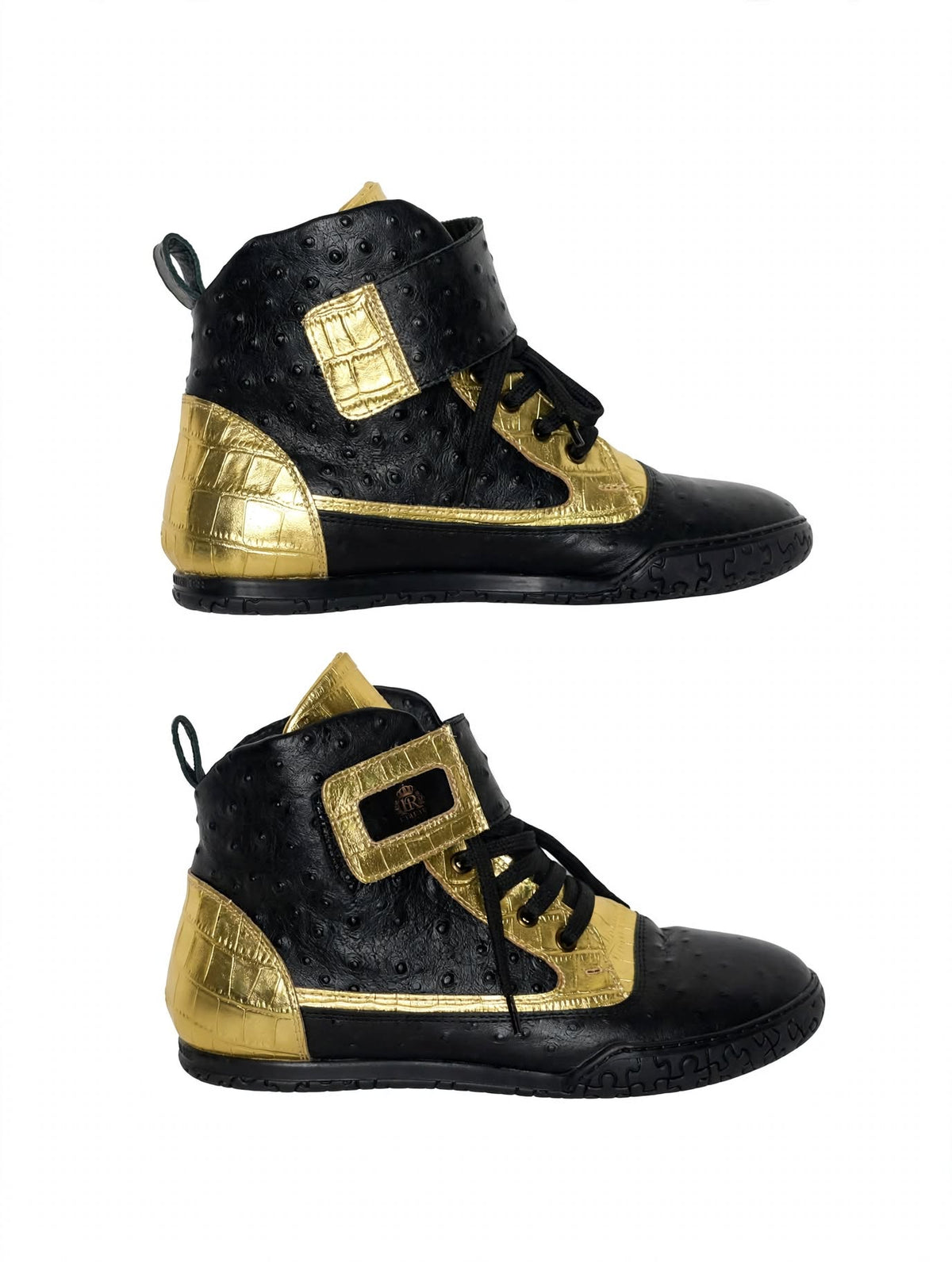 Royal Crown UR1402 | Ostrich Croc High Top | Modern Strap Lace High-Top | Made in Italy