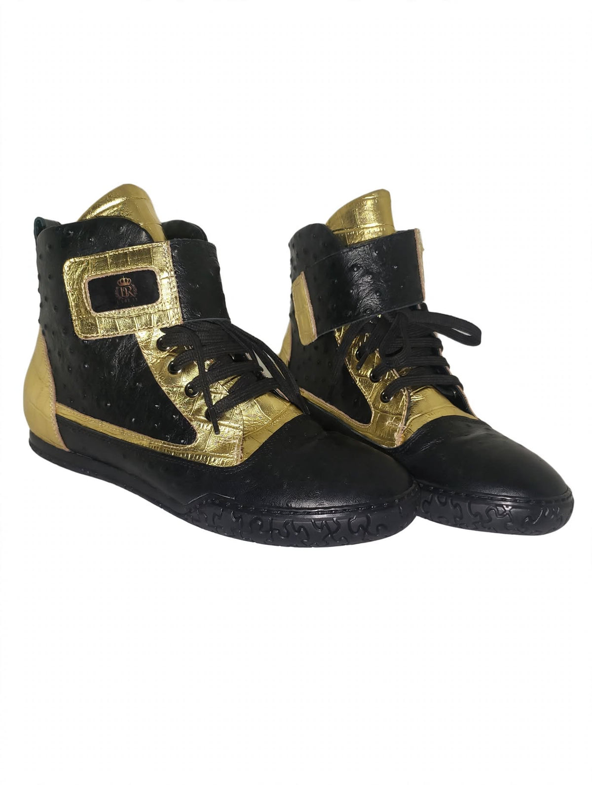Royal Crown UR1402 | Ostrich Croc High Top | Modern Strap Lace High-Top | Made in Italy